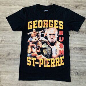 George St-Pierre T-shirt‎ Graphic Print Tee Mens XS Black Rush UFC MMA